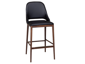 MALVA ÉLITE - High stool in leather and walnut base by Tonin Casa - view 2